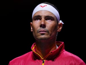 Rafael Nadal wells up during the Spanish national anthem