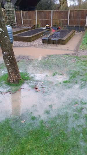 Many people in Church Aston have seen their gardens flooded, due to water coming from a field. Picture: Cllr Andrew Eade