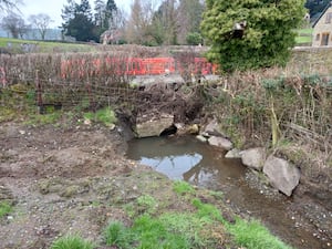 A collapsed culvert has caused a road in Cardington, Shropshire, to be closed since November. Picture: LDRS