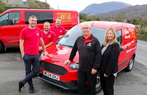 Snowdonia Fire Protection are celebrating 50 years in business, pictured are Peter and Janet Greasley with their sons, from left, Marc, Sion and Dafydd.
