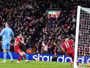 Diogo Jota celebrates scoring for Liverpool