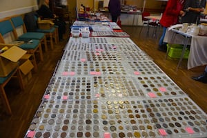 A few of the coins for sale on one of our stalls.