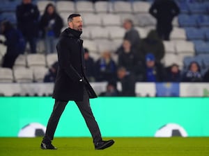 Ruud van Nistelrooy on the pitch after their defeat to Fulham