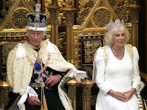 King Charles and Queen Camilla at the state opening of Parliament (Kirsty Wigglesworth/PA)