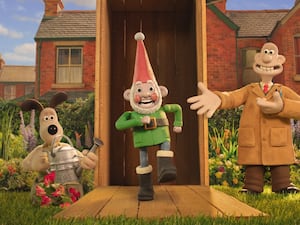 Norbot the smart gnome with Wallace And Gromit featuring in the film Wallace And Gromit: Vengeance Most Fowl