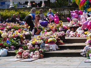 Flowers and tributes outside the Atkinson Art Centre Southport