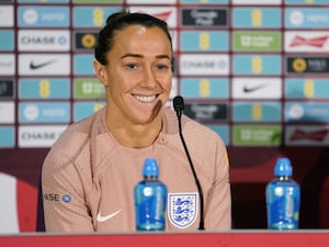 England’s Lucy Bronze during a press conference at The Lensbury, London.