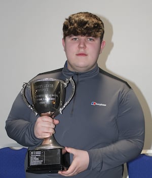 Thursday table-toppers – Rhys Marshall of Castlefields with the Dennis Lewis Trophy