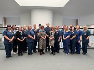 League of Friends Fundraising Chairman Sue Skinner and Exec Trustee Sally Davies, with Professor Jason Kasraie and the Fertility team at the Shropshire and Mid Wales Fertility Centre.