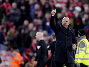 Liverpool manager Arne Slot acknowledges the crowd