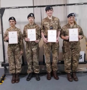 Left to right, Cdt Beba Watts - Emirali, Cpl Ellis Yeo, Cpl Robert Lewis and Cpl Thea Reynolds with their bronze awards 