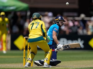 Heather Knight plays a reverse sweep shot