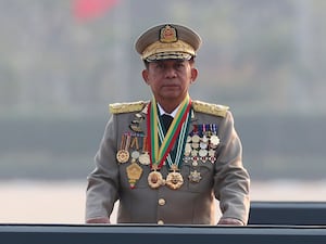 Senior Gen. Min Aung Hlaing in full military dress