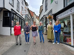 Left to right Sue Price who owns W E Price, Caroline Penlington works for Sue, Helen Coxill, Sandra Matthews from Sandra's Sewing, Julia Roberts from Tower House Gallery and finally Karen who works with Sandra.
Serena from Serenity Yoga wasn't available when the picture was taken.