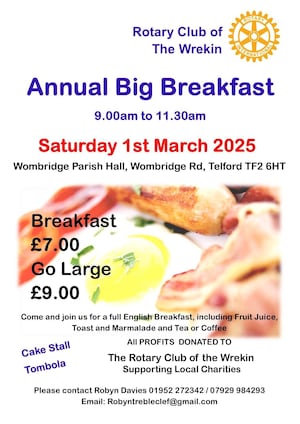 Rotary Club of The Wrekin's Annual Big Breakfast 2025