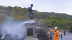 War memorial cleaning at Jackfield