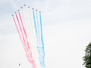 The Royal Air Force Red Arrows in a flypast (Aaron Chown/PA)