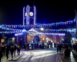 Kington transformed into a magical winter wonderland at its Christmas light switch-on. Image: Andy Compton