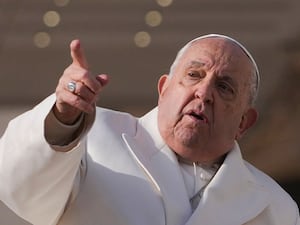 Pope Francis gestures during his weekly general audience in St Peter’s Square