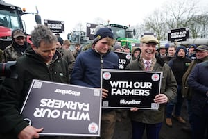 Reform UK leader Nigel Farage joins farmers and their tractors at Belmont Farm in north London, ahead of a rally in Westminster over the changes to inheritance tax (IHT) rules in the budget that introduced new taxes on farms worth more than £1 million