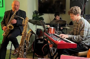 Sax player Alan Barnes, local drummer Ben Kempner and keyboard player Ben Goodman