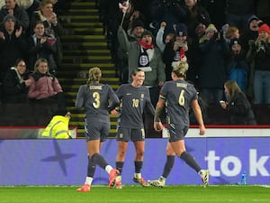 Grace Clinton celebrates her goal