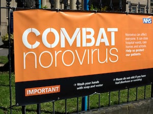 Combat Norovirus sign at Cheltenham General Hospital