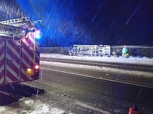 The van ended up on its side. Picture: Market Drayton Fire Station