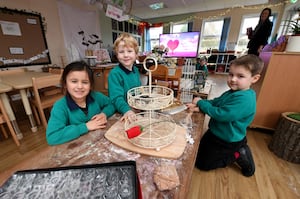 The innovative EYFS Hub at Much Wenlock School. Pictured: Joshua Allen, Lavinia Iqbal and George Hughes.