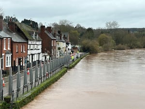 The flood defences being erected in Bewdley