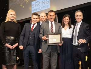 Churchill Living Colleagues celebrate GOLD WhatHouse Award 2024 - presented by James Nesbitt (far right)