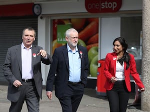 Satvir Kaur (right) with then-Southampton Test MP Alan Whitehead and then-Labour leader Jeremy Corbyn in 2017