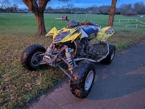 A quadbike was seized after it was used to cause damage to a field. Picture: West Mercia Police. 