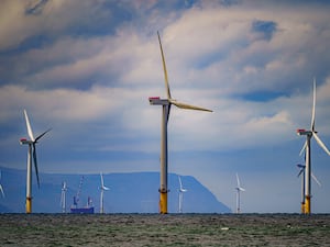 Offshore wind turbines in the sea