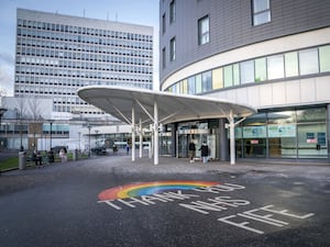 Exterior view of the entrance to Victoria Hospital in Kirkcaldy