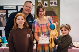 (L to R) Hermione, Wayne Jenson (CEO of Meeting Point House), Hannah de Quincey (Artistic Director, Moonstruck Astronaut) and Belle Bennett at Moonstruck’s 7th birthday celebrations 