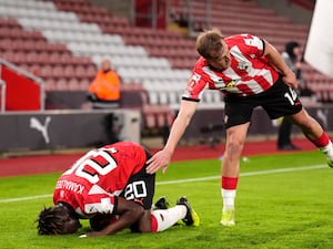 Southampton’s Kamaldeen Sulemana celebrates scoring