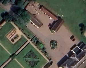 Eyton Hall - with the outbuildings at the top of the image and he hall on the right hand site. Picture Google Maps