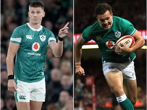 Composite image of Ireland internationals Sam Prendergast, left, and Jacob Stockdale