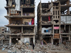 Wrecked buildings in Gaza