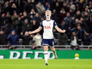 Lucas Bergvall celebrates after the final whistle