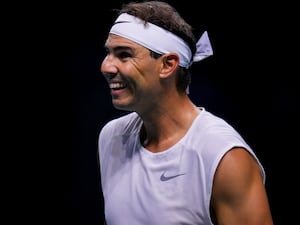 Rafael Nadal smiles during a training session in Malaga