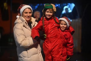 Bryony with Ivy, 7, and India, 4, at Shifnal's Christmas lights switch-on