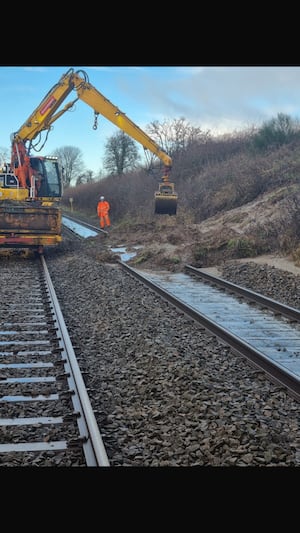 Teams have been working 'day and night' to clear the landslip. Picture: Network Rail.