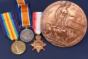 Private Albert Jones’ medals and death plaque