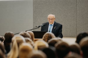 Holocaust survivor Manfred Goldberg spoke to pupils at The Burton Borough School in Newport. Picture: Jamie Ricketts