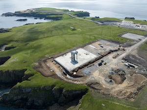 Aerial view of a rocket launch site