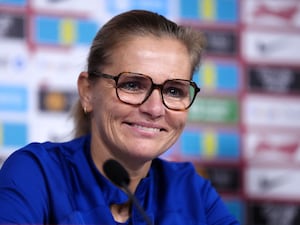 England manager Sarina Wiegman during a press conference at the Randox Health Academy, Sheffield ahead of the friendly against Switzerland