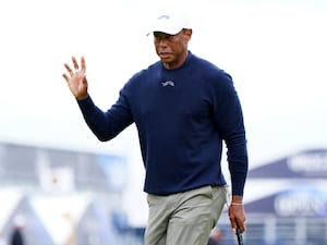 Tiger Woods on the 16th green during day two of the 2024 Open Championship at Royal Troon