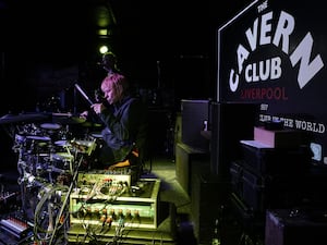 Zak Starkey plays drums with Mantra Of The Cosmos at the Cavern Club in Liverpool